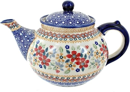 Miniatura 9 de Tetera de mariposa azul de cerámica polaca rosa azul