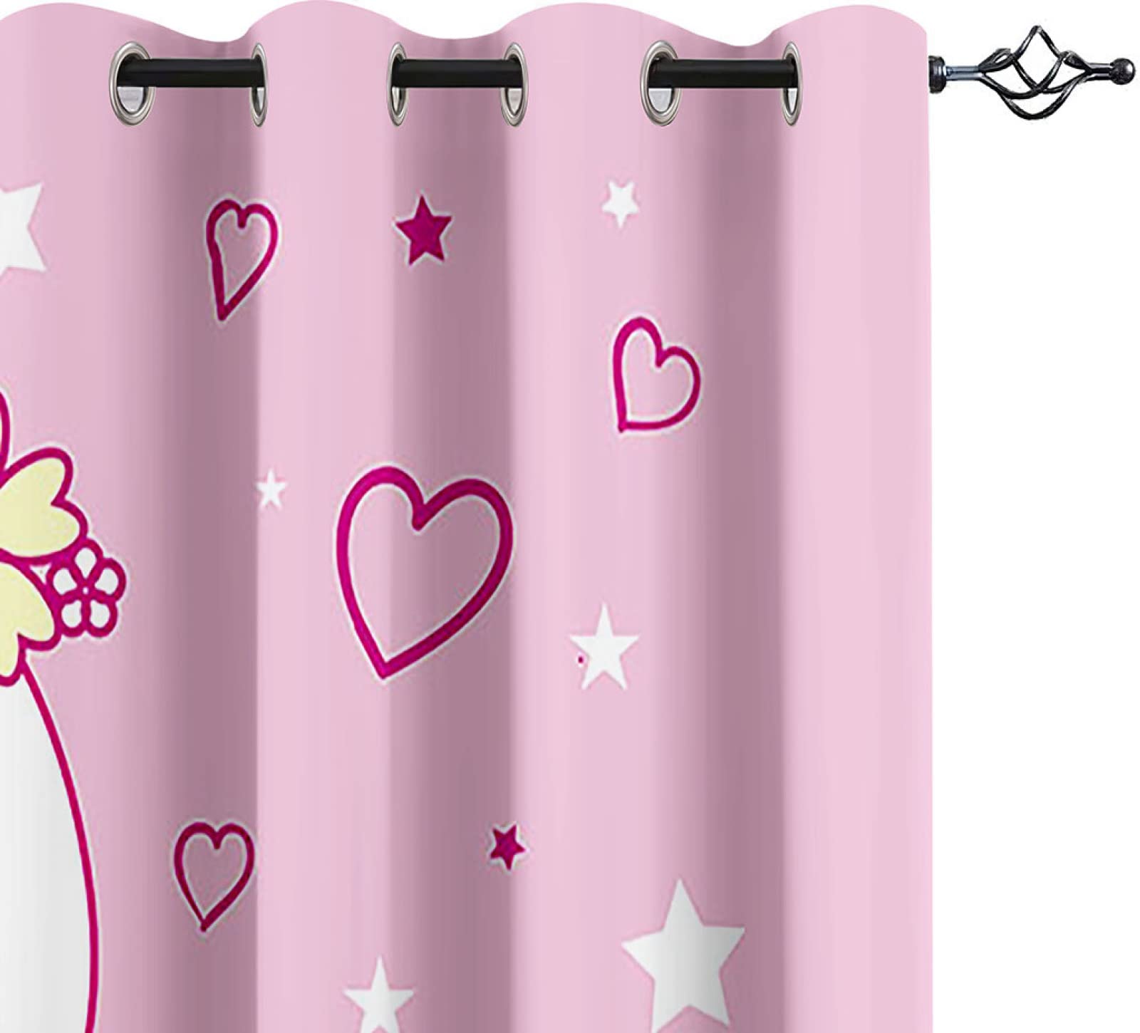 Tenda BSPPTI Hello Gorgeous Con Unicorno – 2 Pannelli 132x91 Cm – Oscurante, Termica, Occhielli In Acciaio – Rosa Oro - 2
