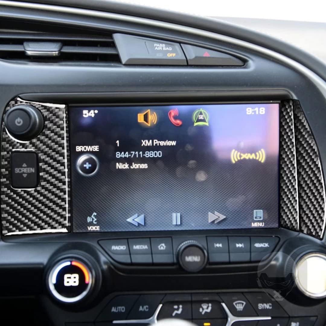 UOADAFor Chevrolet Corvette C7 2014-2019 Carbon Fiber Car Interior Accessories Central Control Gps Navigation Side Border Decoration Frame Strip Trim(Black)
