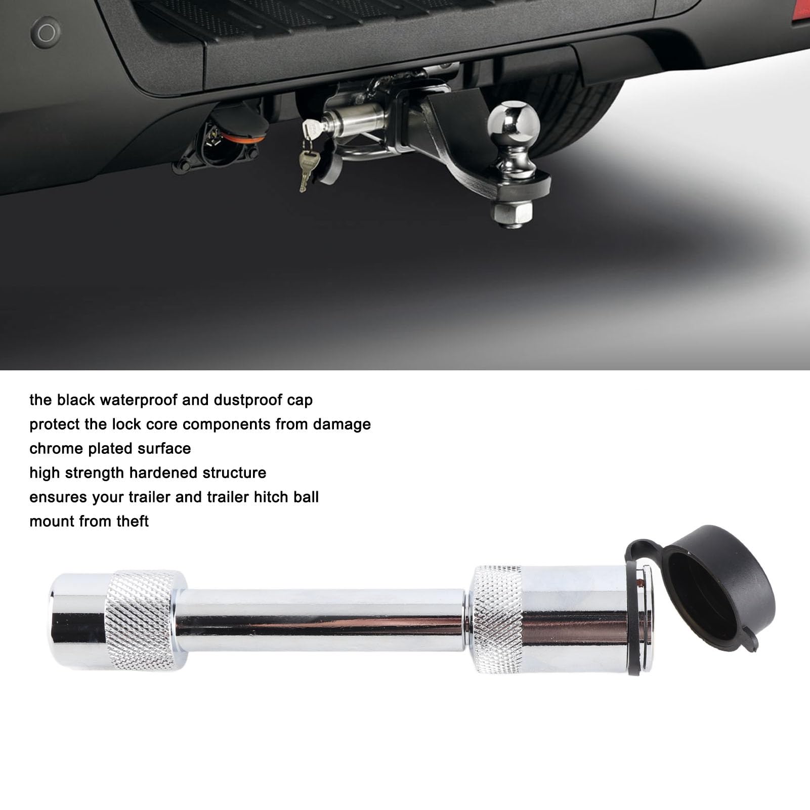 Confezione da 2 perni di bloccaggio per gancio di traino, diametro 1,5 cm, in acciaio inox, con 3 chiavi, per camion, auto, barca