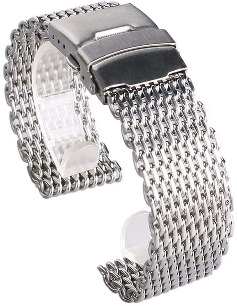 Bracelet de montre en acier inoxydable argenté élégant pour poignets de 18mm à 24mm