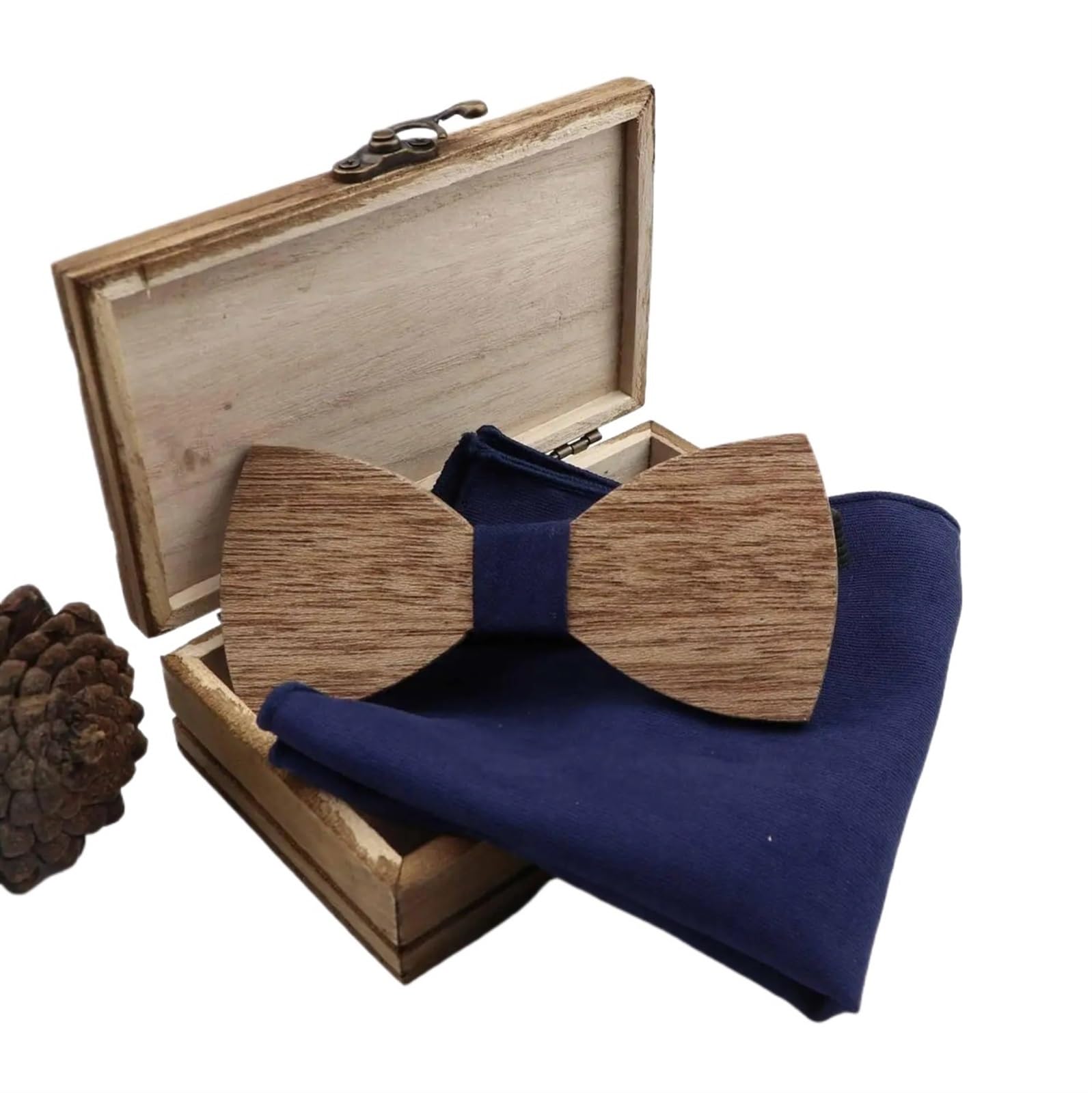 Pajarita De Madera para Hombre Pajaritas de Madera, Conjunto de pañuelo de Bolsillo for Hombres, Fiesta de Boda, Color sólido, Madera Entera para Bodas, actuaciones(Color7)