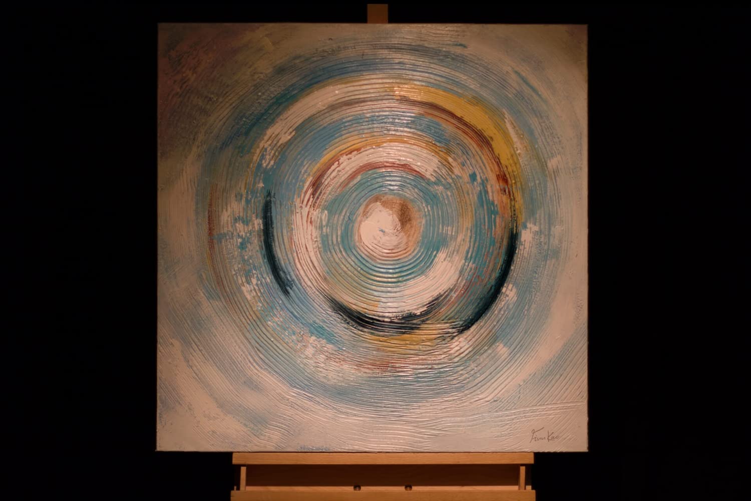 KunstLoft Leinwandbild 80x80cm Abstrakt Blau Weiß Handgemalt Gemälde