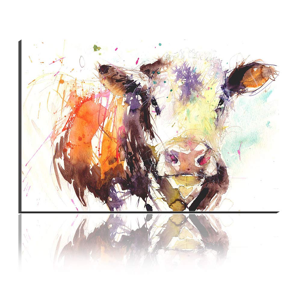 Toile graffiti vache colorée 90x140cm haute définition durable