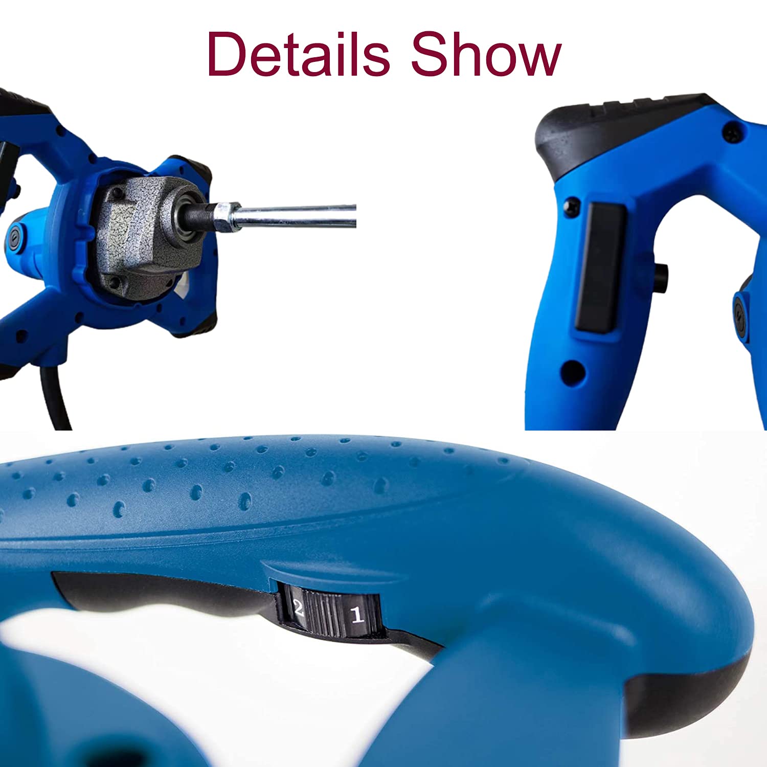 Miscelatore per Malta, Miscelatore Elettrico a Mano, 2600W Portatile Elettrico Calcestruzzo Cemento Mortaio Paddle Mixer Pro Trapano Miscelatore Strumento di Agitazione Regolabile 6 Velocità Portatile