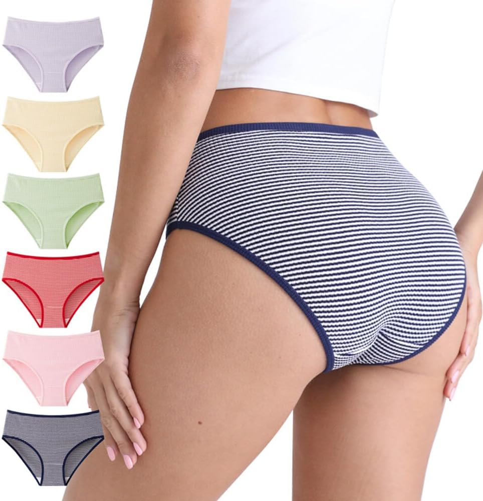 PULIOU Mutande Donna In Cotone: Pacco Da 6 Slip Vita Media, Comodi Ed Elasticizzati, Intimo Di Base Morbido, Taglia XL, Colori Scuri - 3