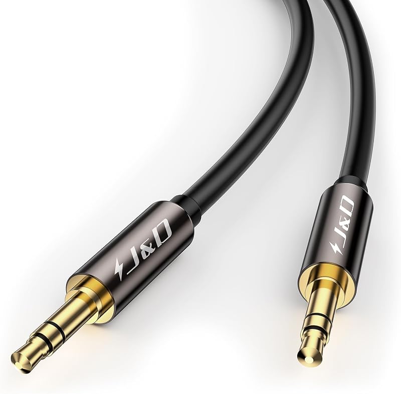J&D AUX Cord, 3.5mm Male to Male Auxiliary Audio Cable, Gold Plated [Copper Shell] [Heavy Duty] 1/8" TRS Male to Male Stereo Audio Cable Compatible for Headphone, Car, Tablets, Speakers (9 Feet)