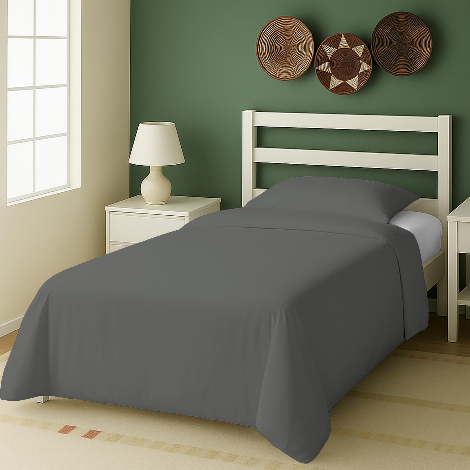 Pizuna Bed Linen 135 x 200 cm Cotton Anthracite Grey, 1000 Thread Count 100% Long Staple Cotton Mako Satin Thick Duvet Cover Set with Zip Closure and 1 Pillowcase 80 x 80 cm Mako Satin | 100% langstapeliger Baumwolle Mako Satin Dickes Bettbezug set mit Rei Bverschluss und 1 Kopfkissenbezug 80x80 cm Mako Satin Charcoal Grey 2-piece Bed linen - 135 x 200 + 80 x 80 cm Bedding