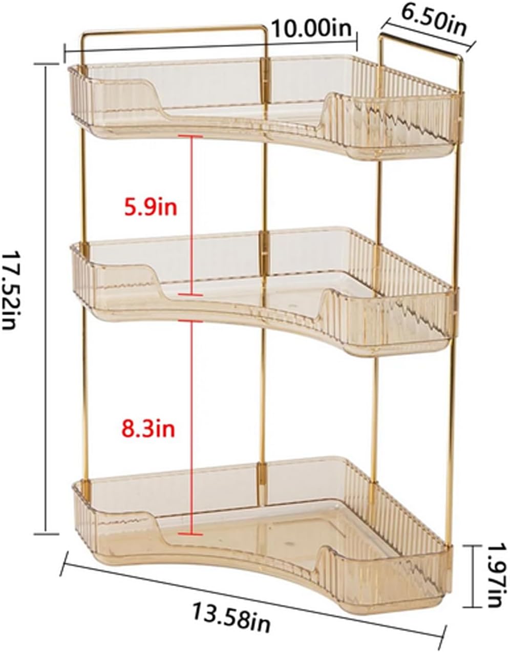 Multi-Tier Corner Countertop Organizer Rack, 1/2/3 Tier Bathroom Counter Organizer, Multi-Function Corner Bathroom Organizer Countertop, Rack Organizer for Kitchen (Transparent, 3 Tier)