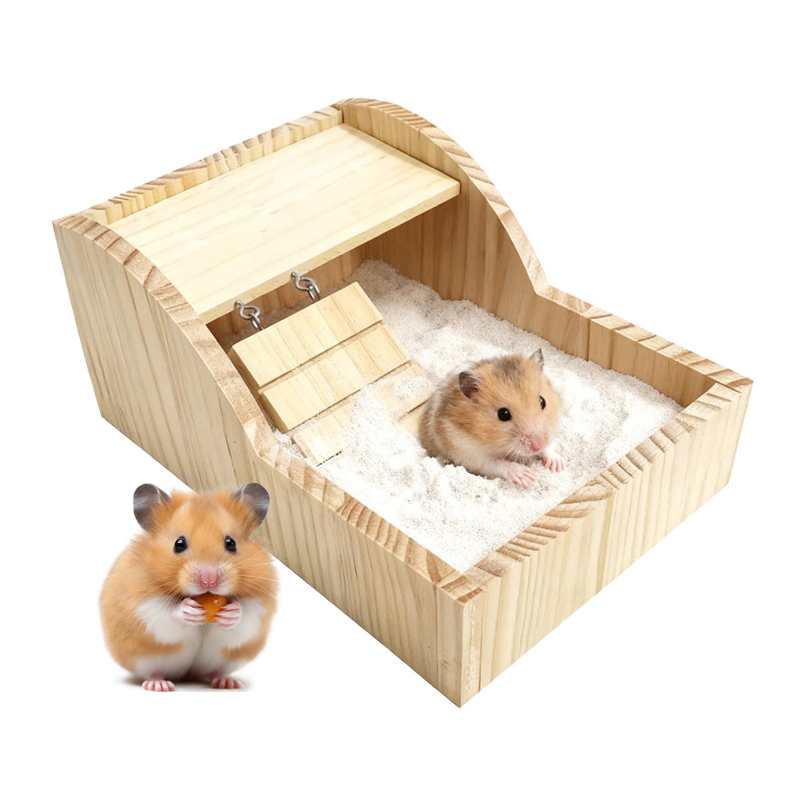 Hamster Sand Bath Container | Wooden Detachable Container,Hamster Bathing Box,for Small Pets Hamsters Gerbils Chinchillas Cage Indoor Home Bathroom Bedroom Living Room Small Animals