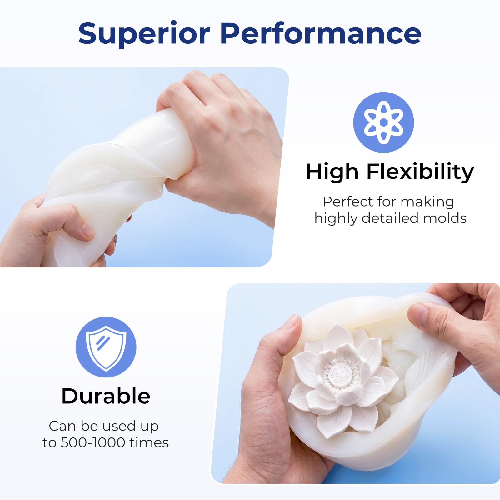 Nicpro Silikonform-Set, 15 A Platin-Silikon-Gummi, flexible Silikonformen, Mischungsverhältnis 1:1 zum Gießen von 3D-Harzen, Kerzen, Seifen, Formen, DIY mit 12 Glimmerpulver, Mischbechern, 2,6 l