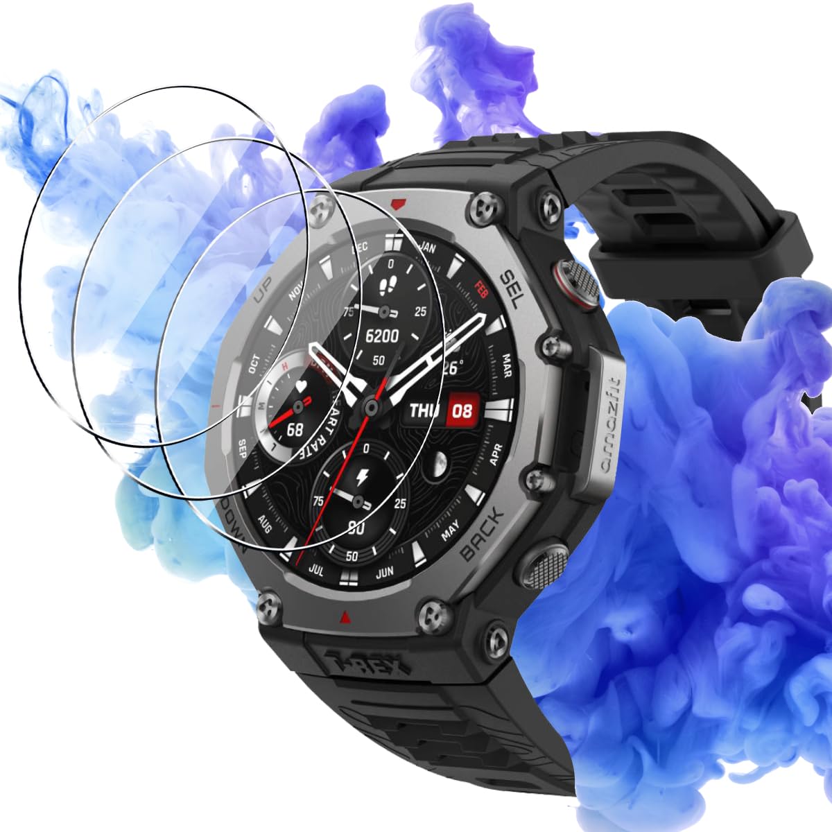 Amazon | 対応 Amazfit T-Rex 3 ガラスフィルム 3枚 保護フィルム 【3 