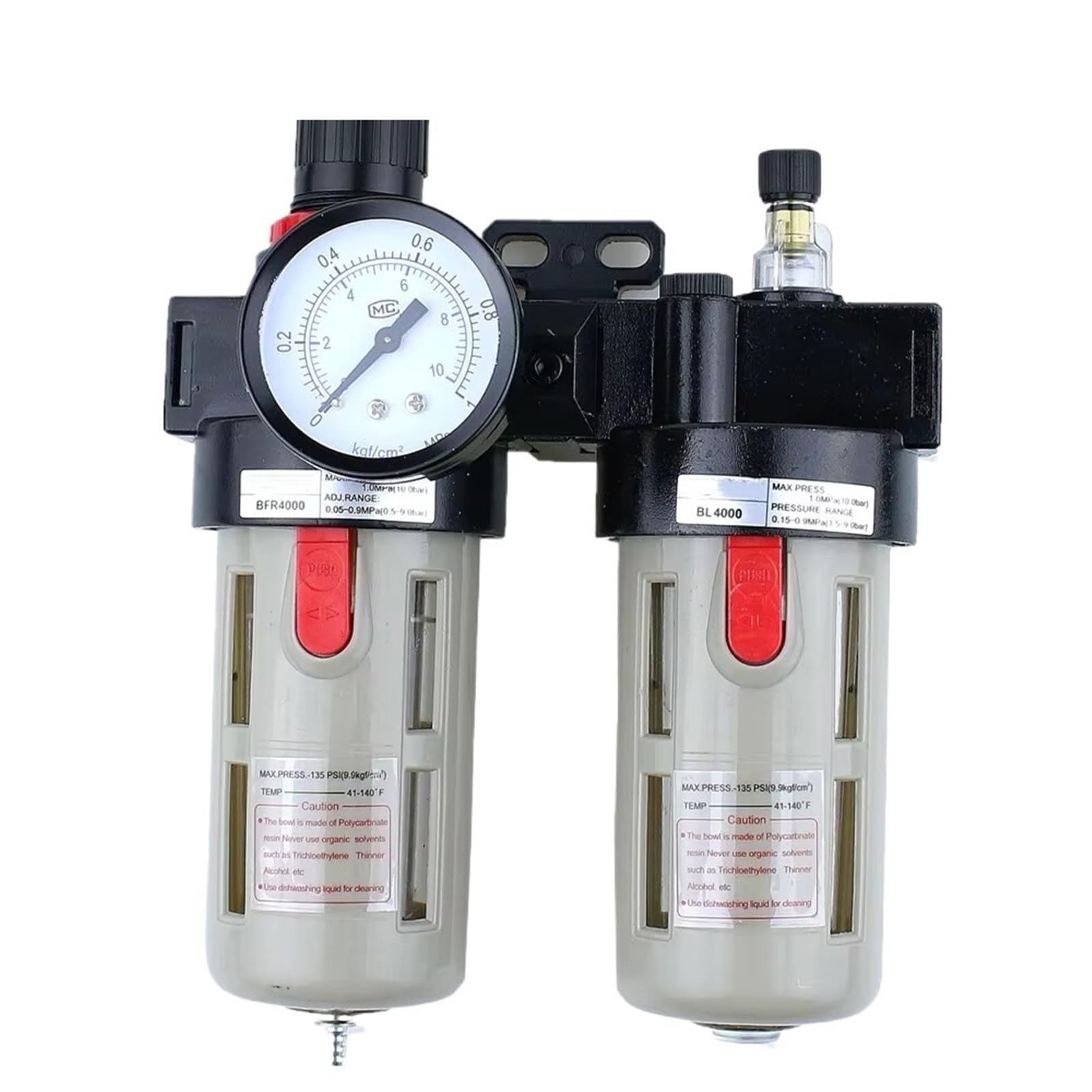 1 unidad BFC2000 BFC3000 BFC4000 1/4 3/8 1/2 Compresor de aire Separador de aceite y agua Filtro regulador Unidad de preparación(BFC2000)