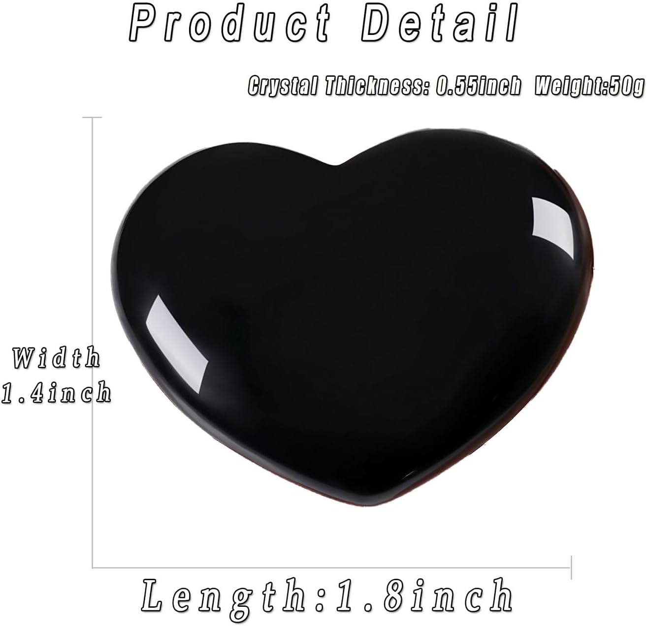 MAIBAOTA 45 mm Black Obsidian Stone Large Heart Stone Healing Crystals Gifts for Women Natural Reiki Gemstone Polished Heart Shaped Rocks Meditation - Image 6
