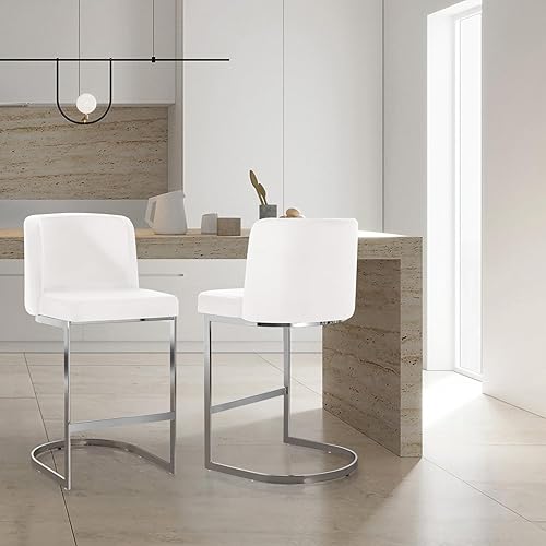 Miniatura 8 de Taburetes de bar de 26 pulgadas de altura de mostrador, juego de 2 taburetes de bar modernos de terciopelo con respaldo y marco de metal en forma de