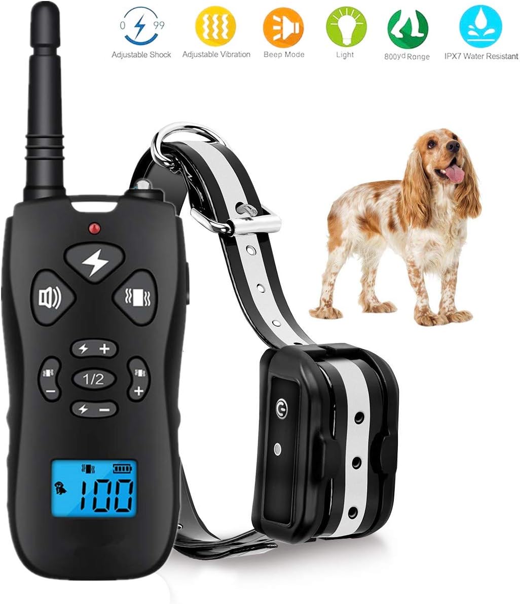 KALENI Dog Training Collar, 1000ft Remote Dog Shock Collar, 100% Waterproof and Rechargeable with Beep/Vibra/Electric Shock