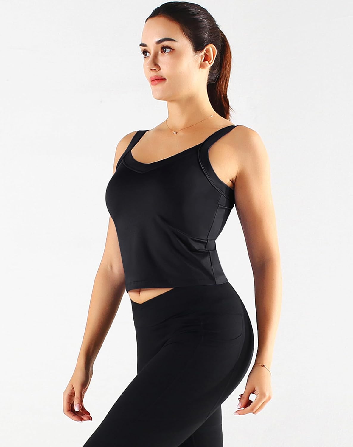 NELEUS Women's 3 Pack Athletic Cropped Tank Top Padded Bra - Image 2