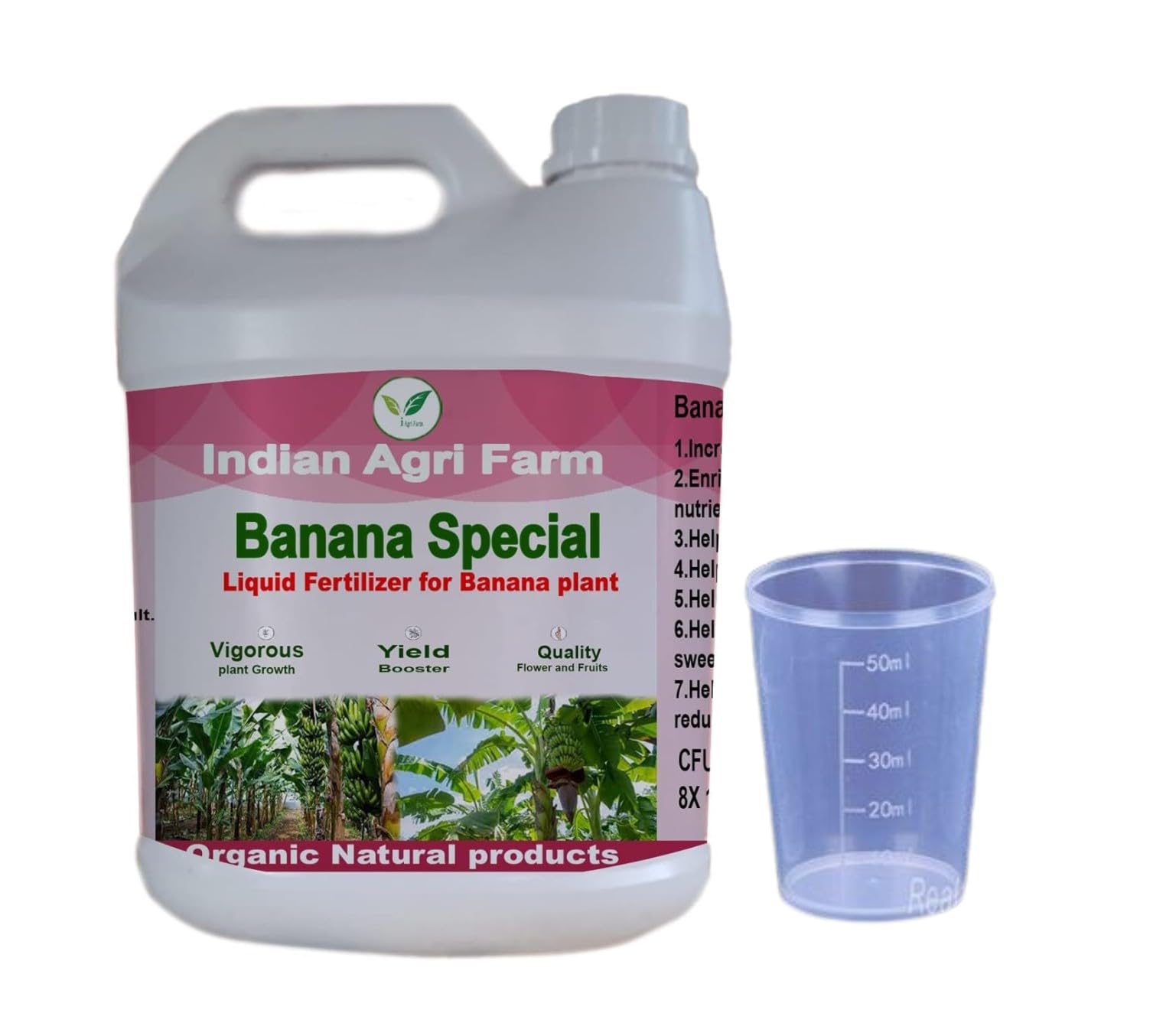 Iagrifarm Banana special Liquid manuare - 5 Litre Cane - with Measuring Cup 50 Ml - (CFU 8X 10^8 per ml) for reducing flowering drop/disease resistance/enhances fruit size and quality (B0BY2W83XF) Amazon Price History, Amazon Price Tracker