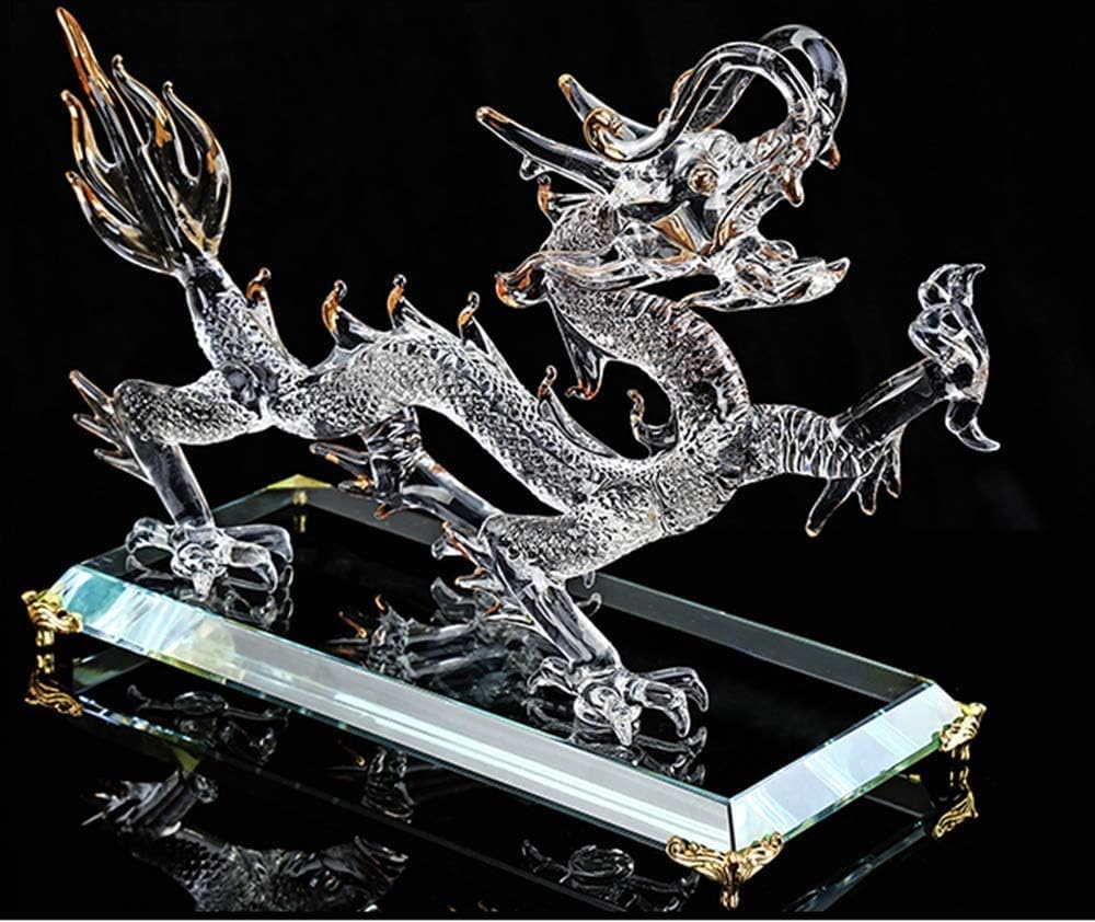 Mengc 金メッキ クリスタル 水晶 透明 お買得 風水 置物 龍 開運 グッズ 干支 可愛い ビジネス 仕事運 商売繁盛 恋愛運 アップ 部屋 人間関係 プレゼント 雑貨 事務室 金運 玄関 魔よけ龍 Xs 財運 人気 X Large