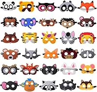 LATERN 30 Stück Tiermasken aus Filz, Kindermasken Party Taschenfüller für Tierparty Masken Cosplay Maske verkleiden für Halloween Party Maskerade Geburtstage Dschungel Thema Partyzubehör