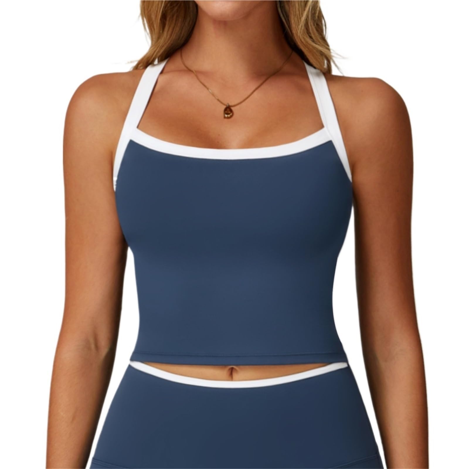 Top Palestra Donna Reggiseno Sportivo da Donna, Top Push-up, Fitness, Yoga, Intimo, Top Sportivi da Donna, Reggiseno da Palestra(Blue,L)