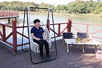 Vista 6 de Soporte para silla hamaca con columpio de huevo de macramé, soporte de hamaca resistente, soporte de silla colgante para interior y exterior