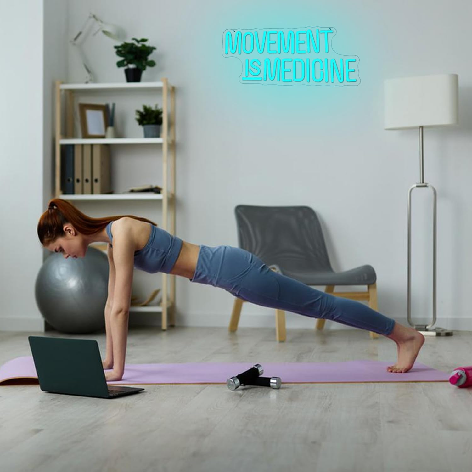 Movement Is Medicine Neon Sign for Wall Decor, Dimmable Gym Neon light, USB Powered Gym LED Light Up Sign for Sports Room, Party Bar,Fitness Club,Gym Wall Decor - Image 7