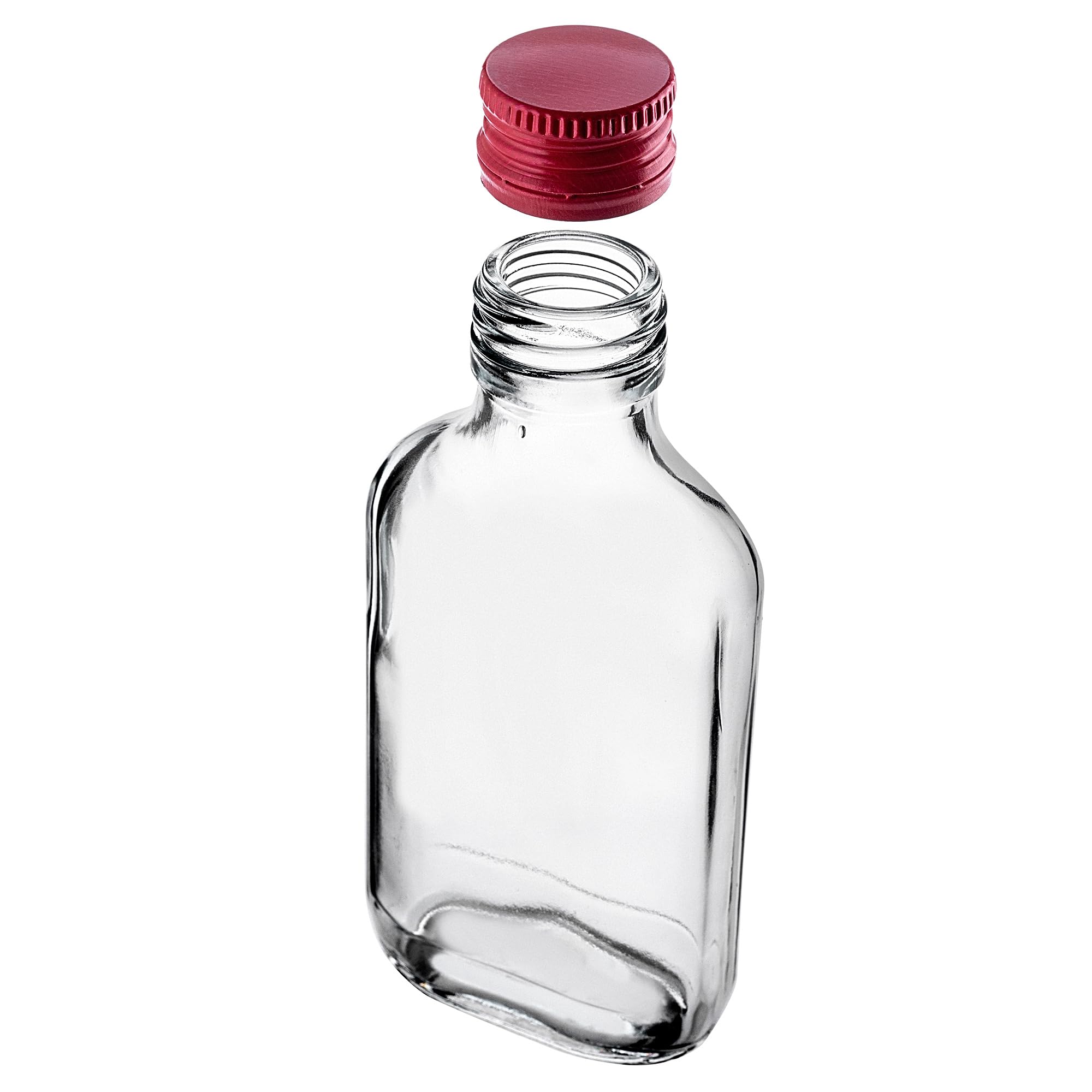 KADAX Flachmann 100 ml 10 sztuk małe szklane butelki z zakrętką Puste butelki do napełniania mini butelki z likierem (czerwony)