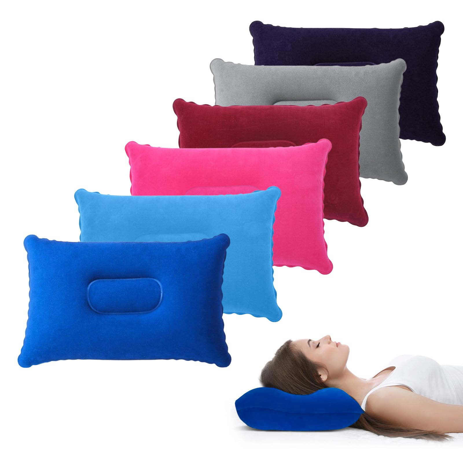 Flintronic 6PCS Cojines Inflables Portátiles 34x22cm para Viajar Acampar