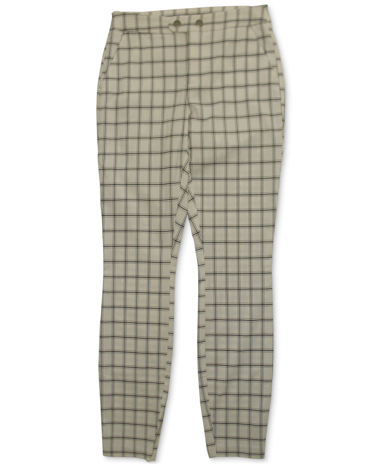 INC Womens Plaid Skinny Pants White 12