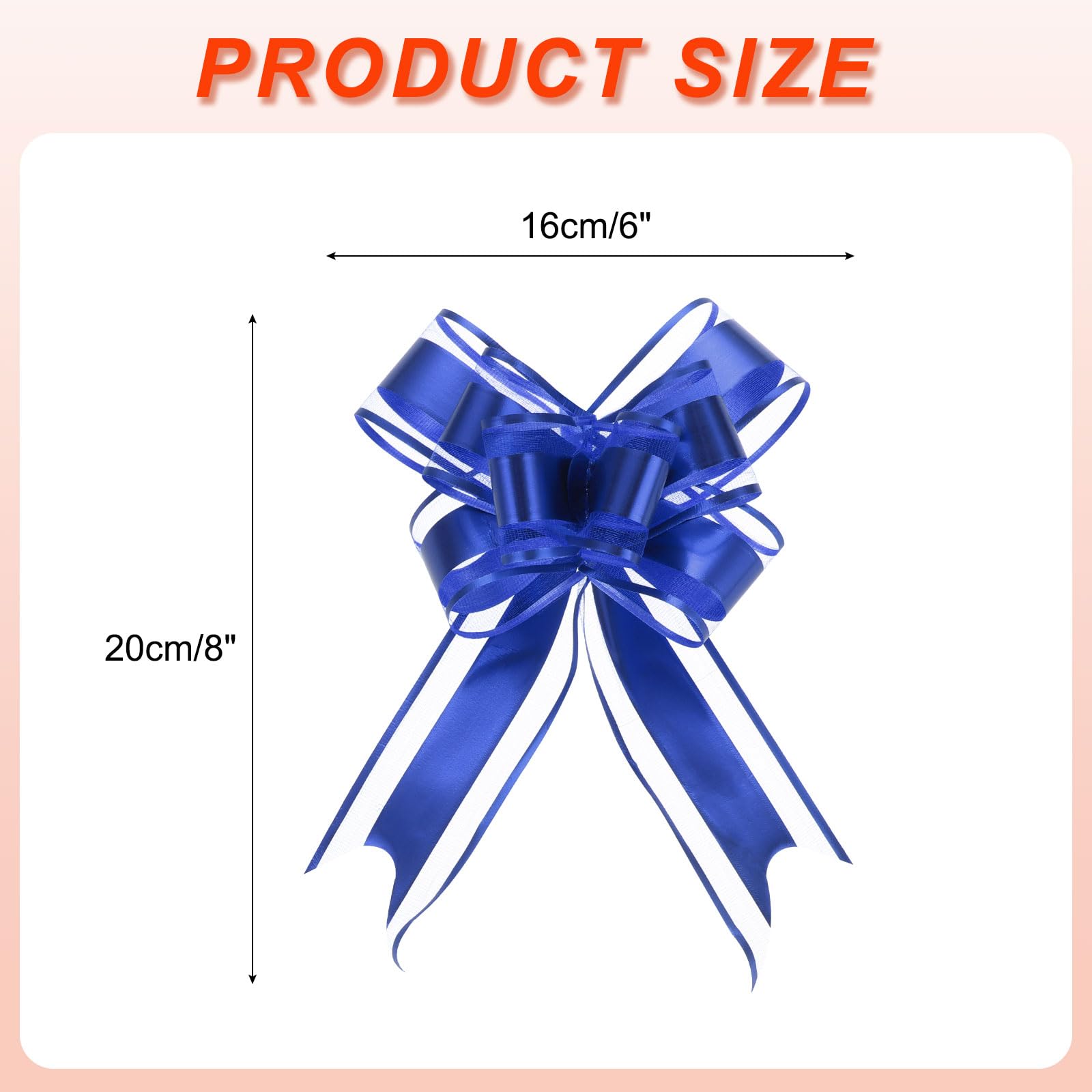 Uxcell 20pcs 8 Inch Giant Large Pull Bow Gift Wrapping Organza Bows Ribbon Dark Blue for Wedding Baskets Presents Christmas - Image 2