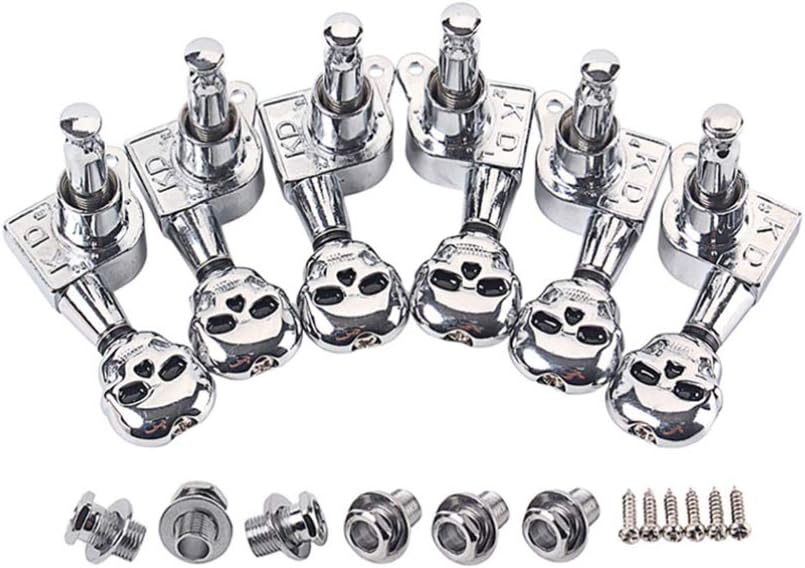 Milisten Guitar String Tuning Peg Skull Shape Tuner Machine Head Knobs Machine Head Tuners with 6 Screws for Electric Guitar Acoustic Guitar Parts Silver : Musical Instruments