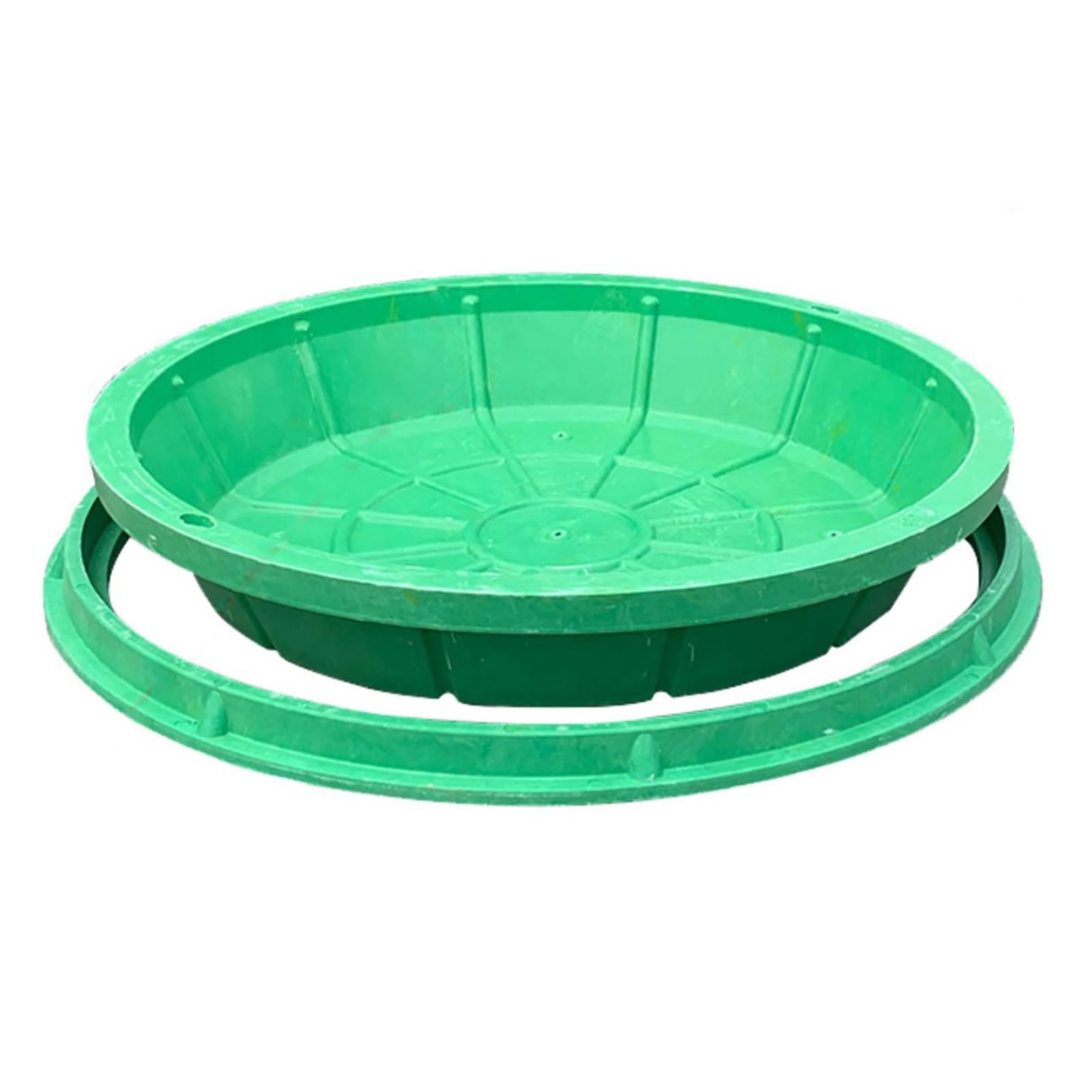 Couvercle rond vert pour fosse septique 50 cm en base de regard pour pavage