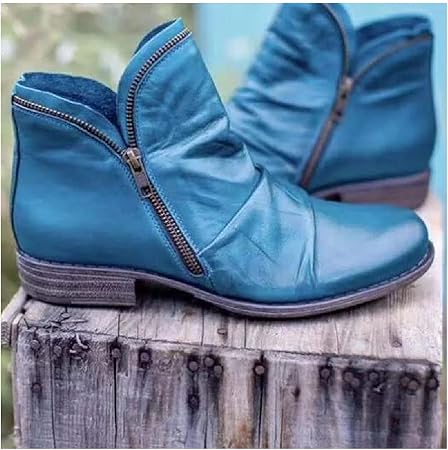 Womens Laarzen Vintage Knight Laarzen Ronde Teen Dikke Hak Faux Leren Laarzen  Dames Enkellaarzen Blok Slip op Comfy Schoenen Zomer Herfst,Blue-35 :  Amazon.nl: Kleding, schoenen \u0026 sieraden