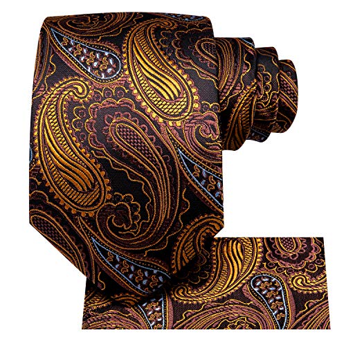 Image of Hi-Tie 3 Pcs Gift Box Mens Tie Set Necktie with Pocket Square Cufflinks Lapel Pin Silk Neck Tie Collection