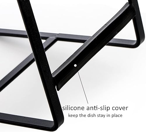 Miniatura 3 de ZOOFOX Organizador de platos de metal de 3 piezas, organizador de platos para gabinete, organizador de armario de almacenamiento de cocina para