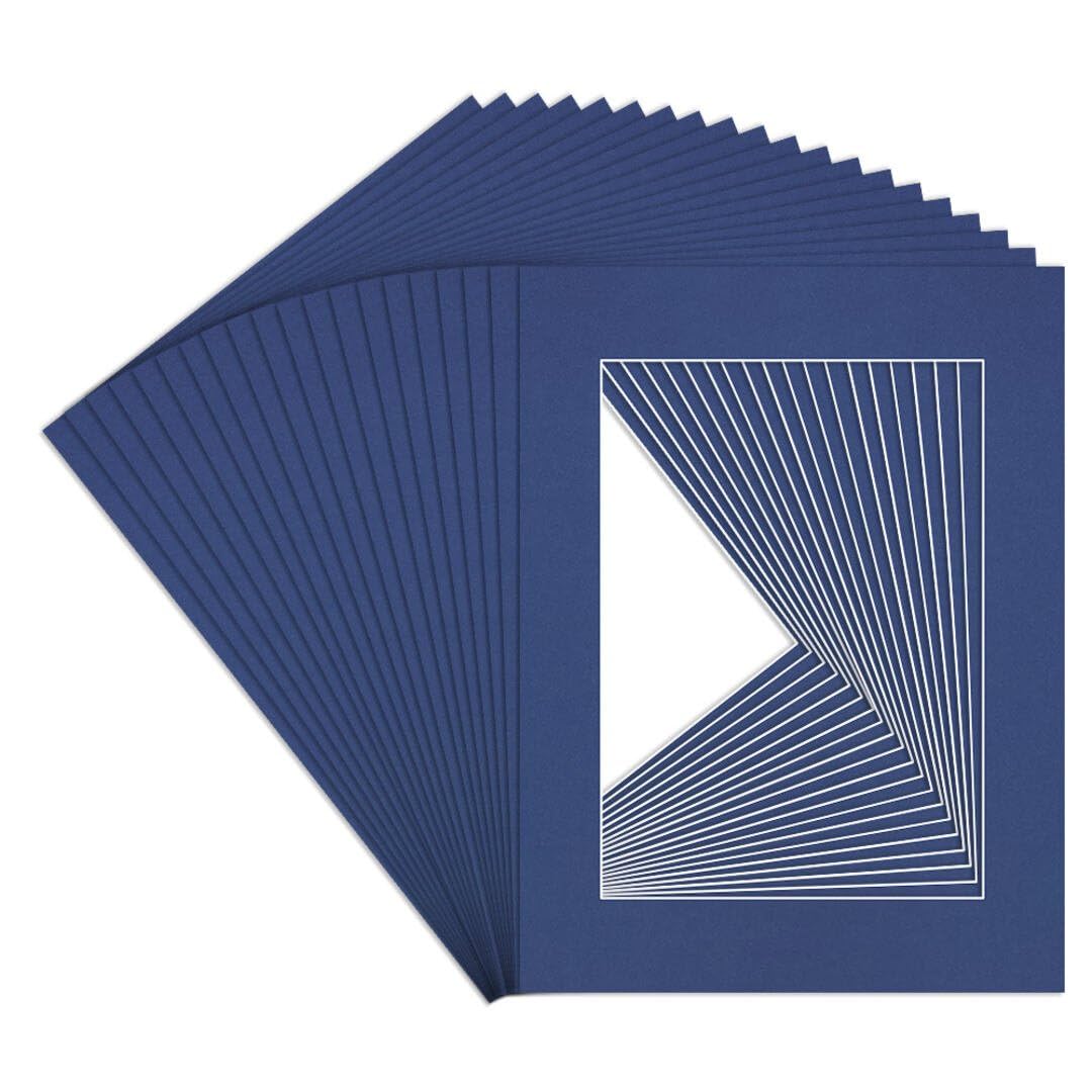 Procut Global 16x12" Blue Picture Mounts to Fit A4 Aperture - Precision Cut Cardboard Photo Mount - Ideal for Frames, Prints, Artwork & Certificates - Sizes & Colours Available - 20 Pack