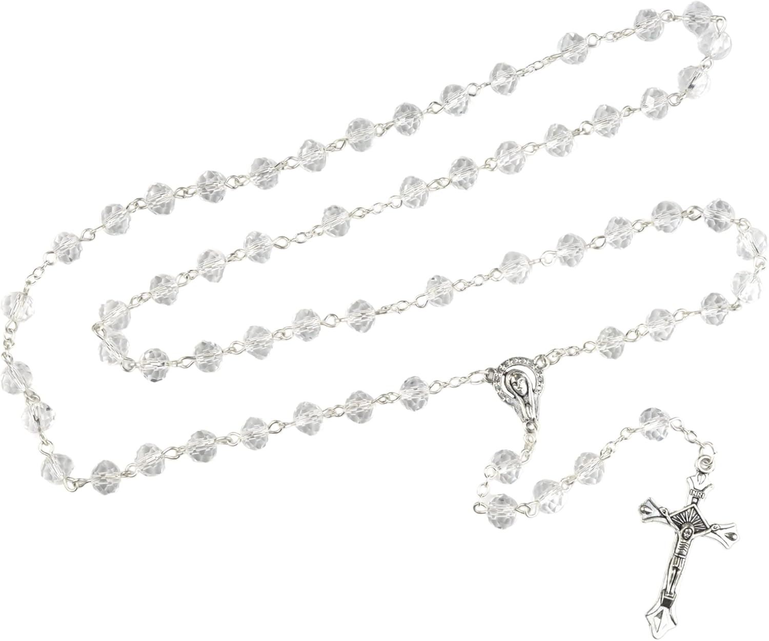 Trinity Church Supply Clear Glass Crystal Rosary, 8mm