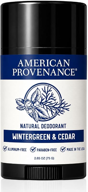 Desodorante American Provenance com óleos essenciais, fragrância Wintergreen, Fir e Cedar