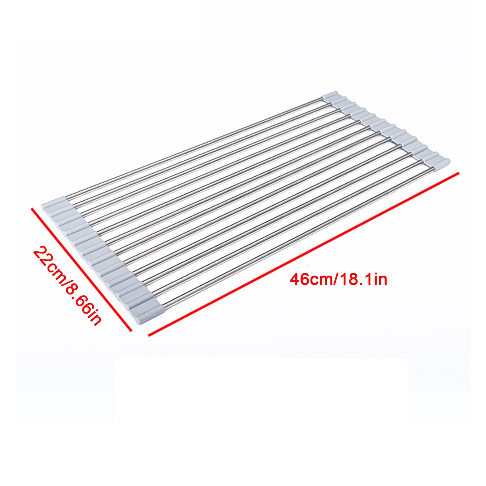 YYL De Múltiples Fines Escurreplatos Enrollable, Plegable Acero Inoxidable sobre Fregadero Cocina Escurridor de Rejilla, para Tazas Frutas Verduras (Size : 22 * 46cm/8.66 * 18.1in)