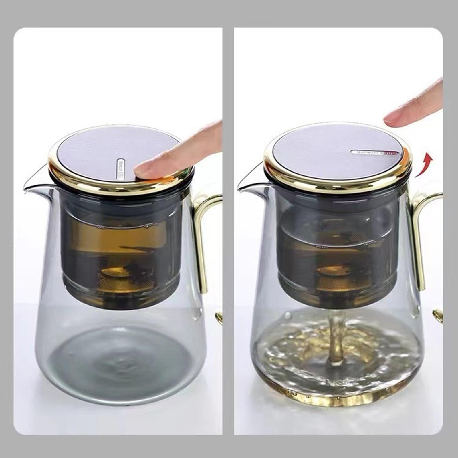 Elegante infusor de té para hojas sueltas, hervidor de magnético | con colador para hojas de té florecientes y sueltas, elegante con asa, 5,91 x 3,94 x 3,94 pulgadas