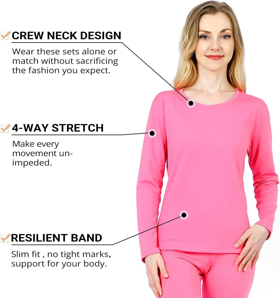 HEROBIKER Thermal Underwear Women Ultra-Soft Set Base Layer Top & Bottom Long Johns with Fleece Lined Winter Warm - Image 2