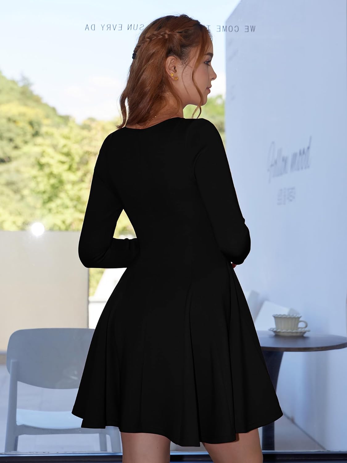 DAAWENXI Women's Sexy Long Sleeve Mini Dress Square Neck Bodycon Going Out Party Club Short Dresses - Image 6