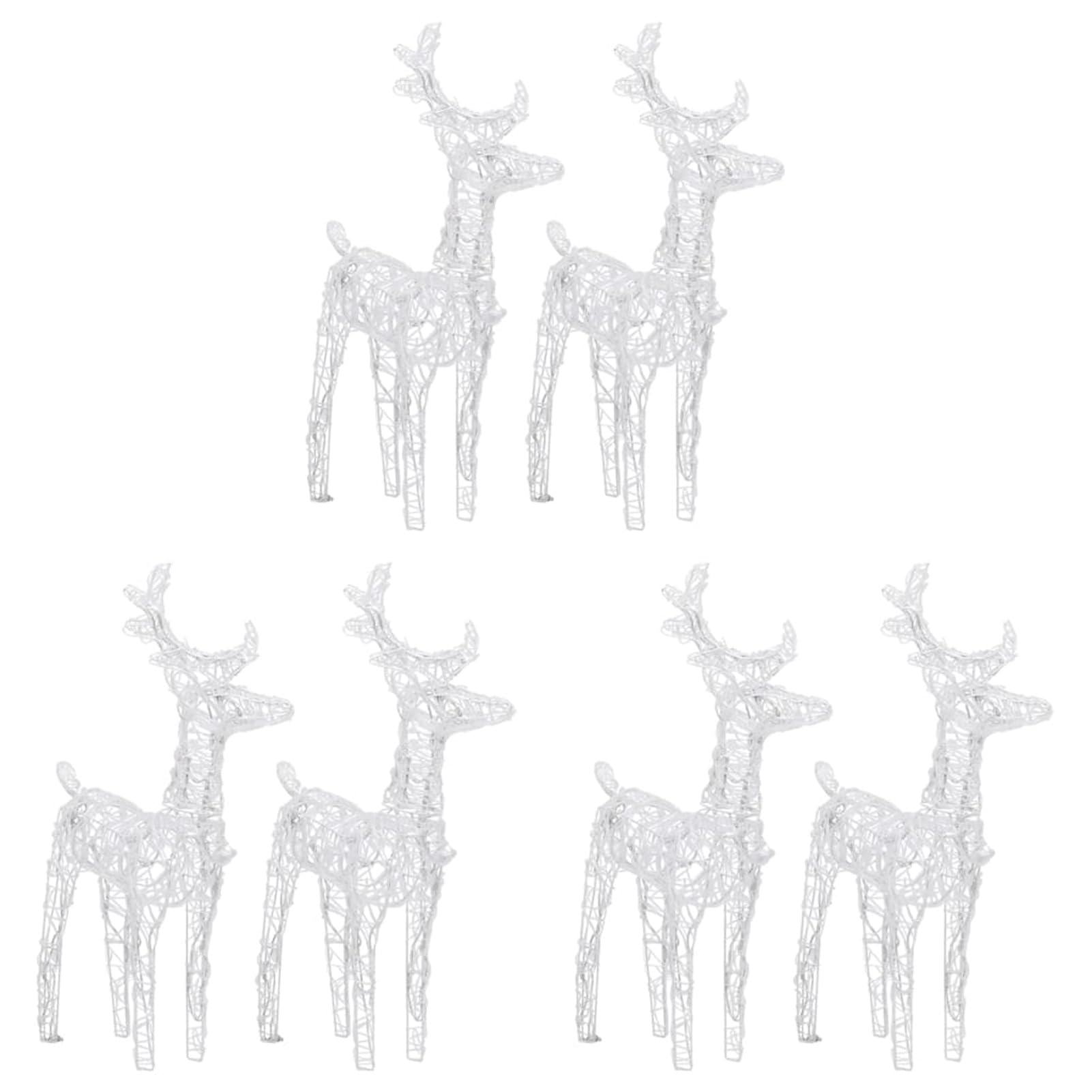 Renos de Navidad 6 Unidades 240 Leds Blanco cálido acrílico, Figuras LED, Decoracion Navidad Exterior, Figura Luz Navidad, Reno Luminoso Exterior, Navidad Exterior Figuras