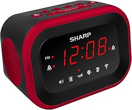 Sharp Big Bang Super Loud Alarm Clock for Heavy Sleepers, 115dB Extreme Wake-Up Alarm, Dual Alarms, 6 Wake Sounds, Large Red LED Display, Dimmer Control & Battery Backup, Bedroom Clock