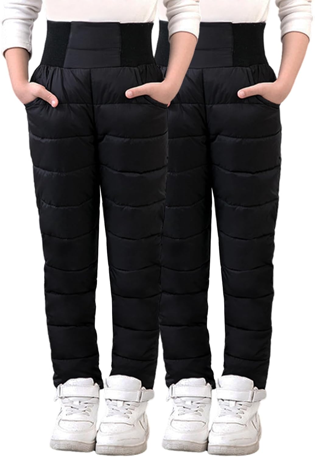 Gihuo Kids Snow Pants Thick Quilted Winter Warm Ski Pants for Boys Girls 3-10Y