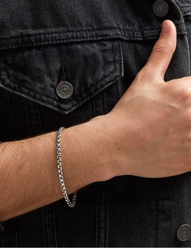 nometo 925 Sterling Silver Rope Chain Bracelet Box Chain Bracelet 2mm3mm5mm Silver/Gold Plated Bracelet for Men Women Silver Bracelet 6.5-9 Inches - Image 6