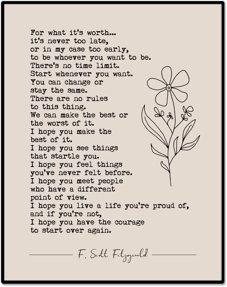 OFlyDesigns For What It's Worth Wall Art, Book Page Quote, Literature Prints, Book Quotes, Minimalist Dorm Decor, Boho Quote Print, Unframed (11X14 INCH)