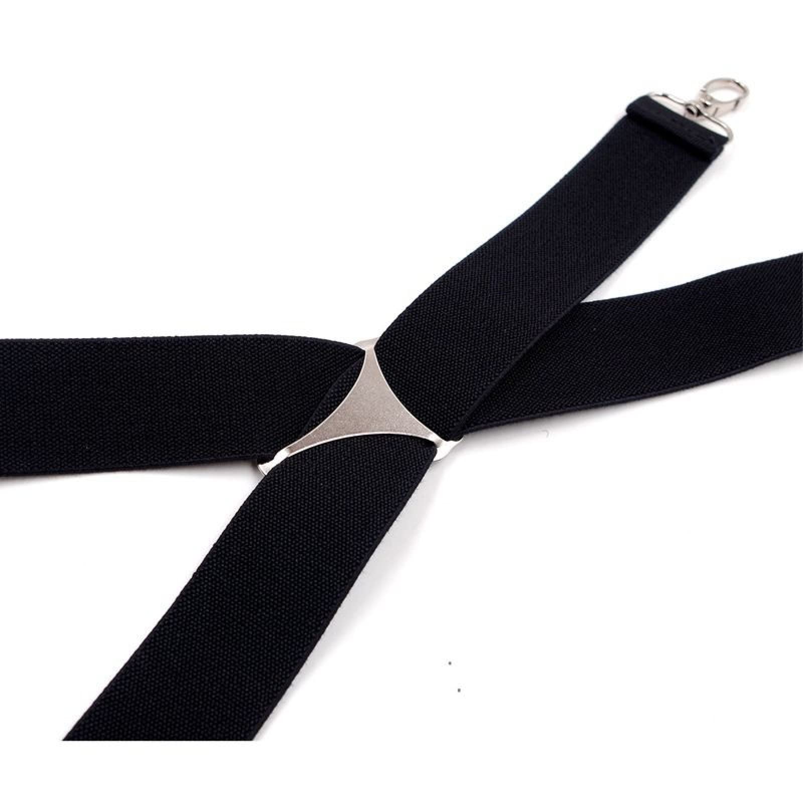 Klipsy do spodni do pończoch, męskie szelki regulowane elastyczne męskie X pasek z tyłu do spodni 4 haczyki 3,5 * 120 cm (czarny)