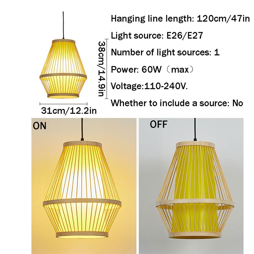 Lampa wisząca z naturalnego bambusa dwuwarstwowa lampa wisząca z drewnianą baldachimem antyczna pojedyncza lampa wisząca lampa sufitowa lampa wisząca